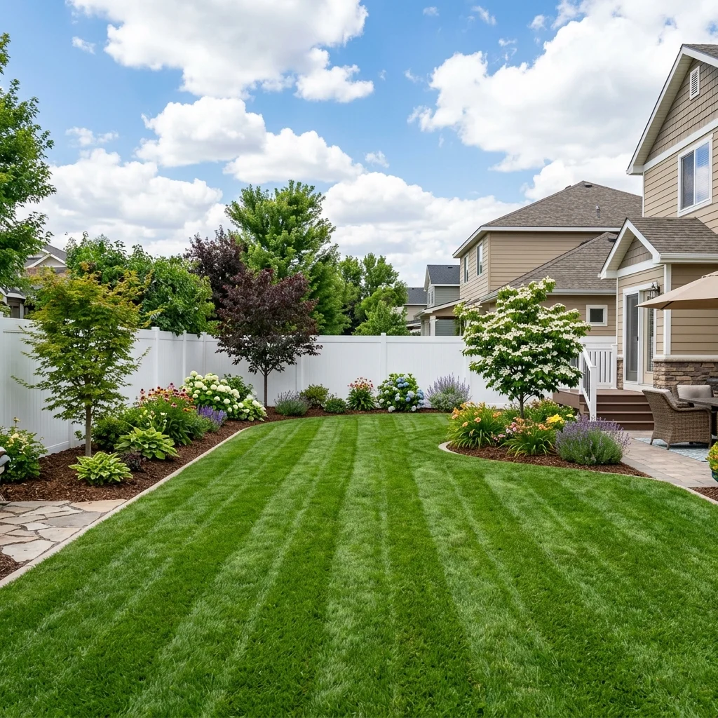 Finished sod installation with established green lawn and clean edges